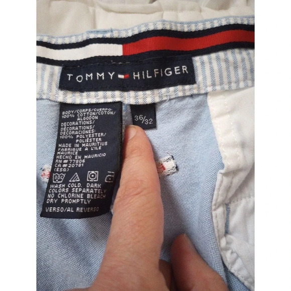 Tommy Hilfiger Embroidered Logo Chino Pants Men's Sz 36/32 Blue Pockets Preppy - Picture 10 of 10